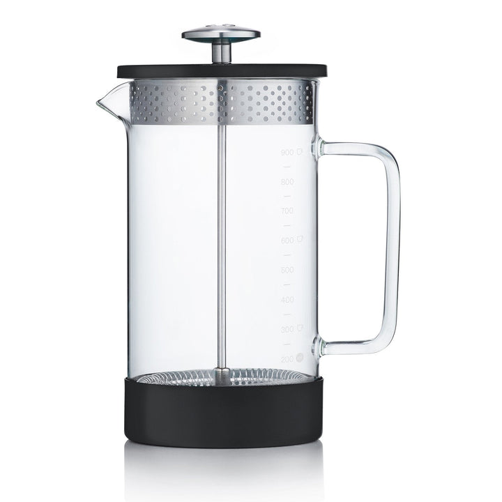 Large black cafetiere for 8 cups of fresh coffee by Barista & Co french press
