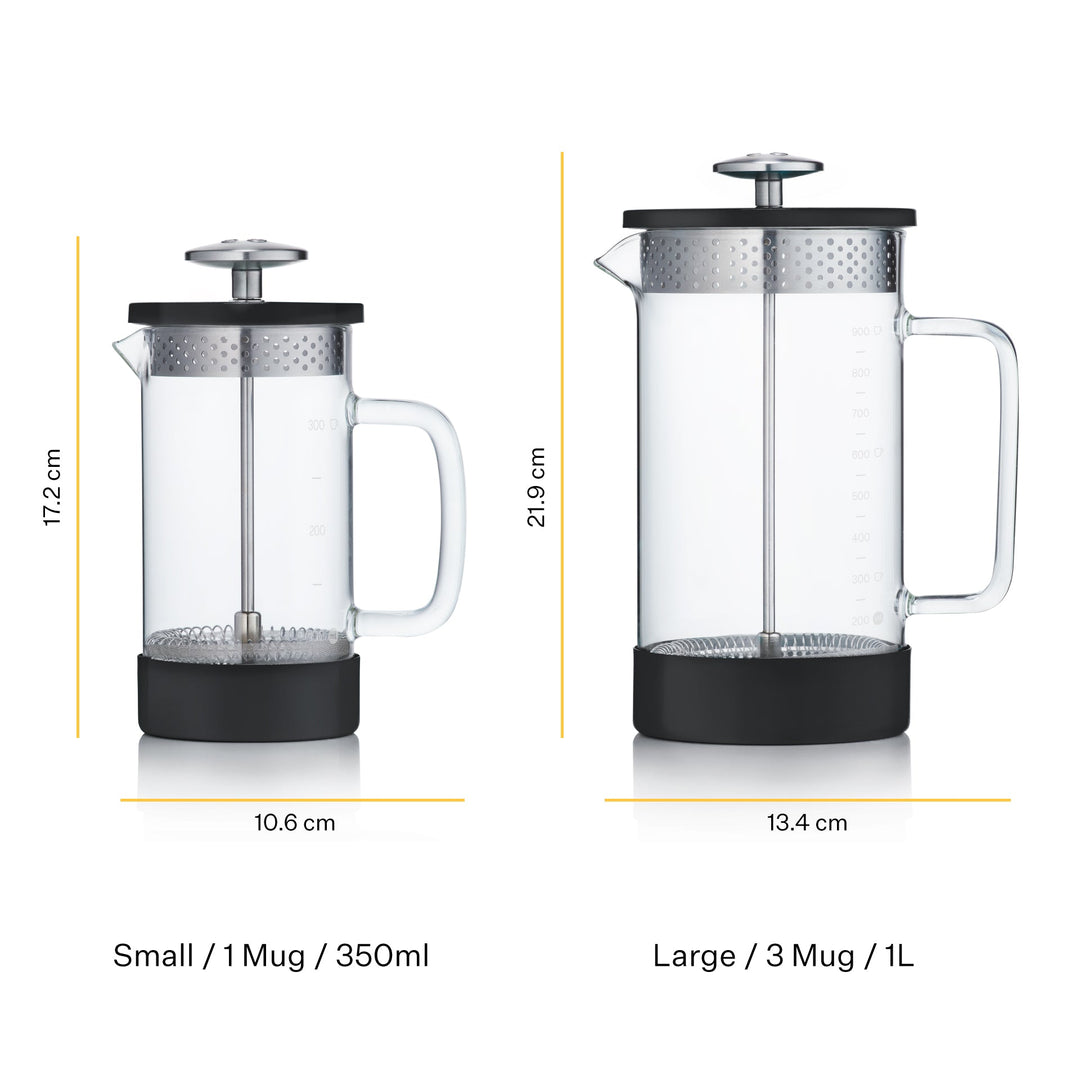 3 cup french press size and 8 cup french press size and dimensions